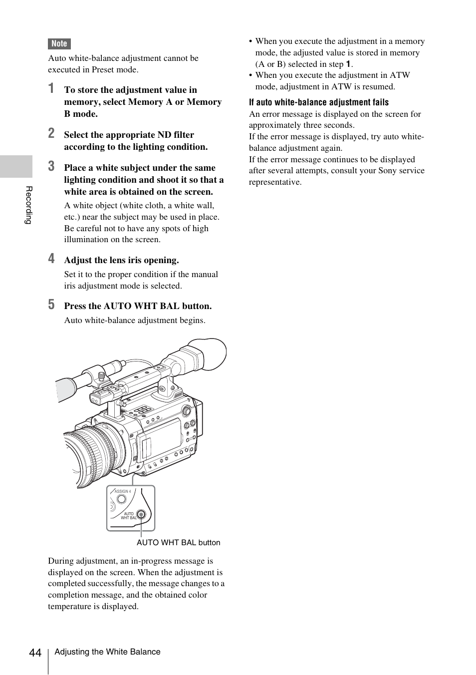 Sony PMW-F3K User Manual | Page 44 / 164