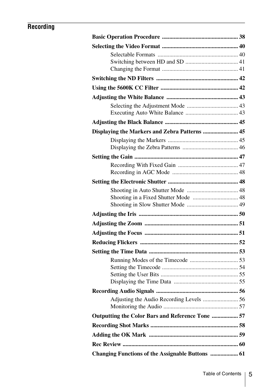 Sony PMW-F3K User Manual | Page 5 / 164
