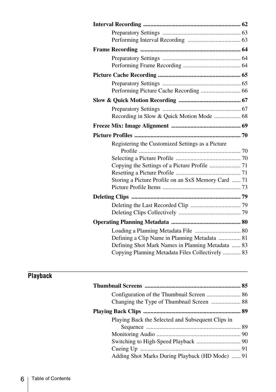 Sony PMW-F3K User Manual | Page 6 / 164