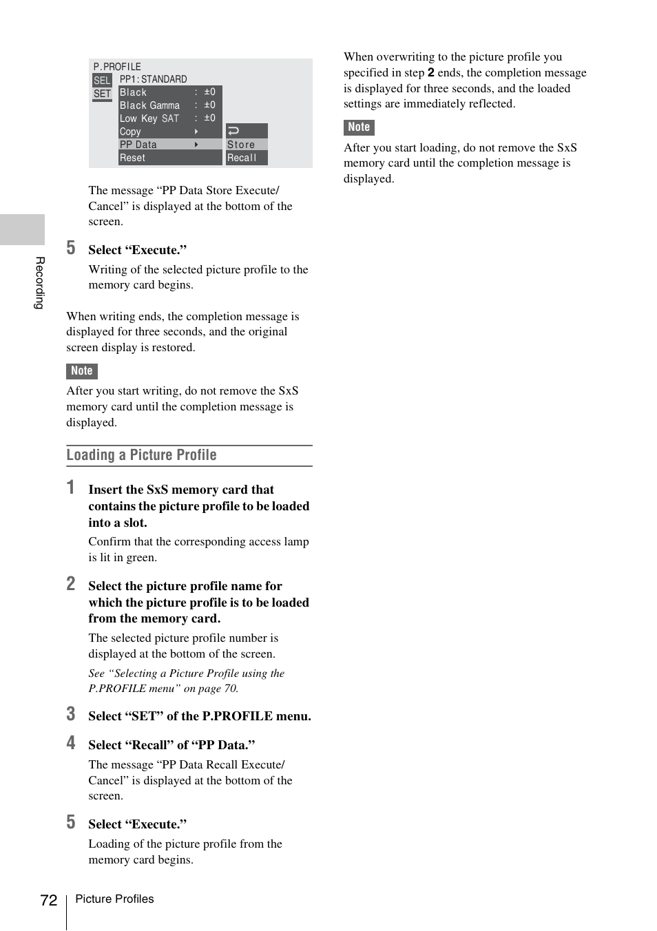 Sony PMW-F3K User Manual | Page 72 / 164