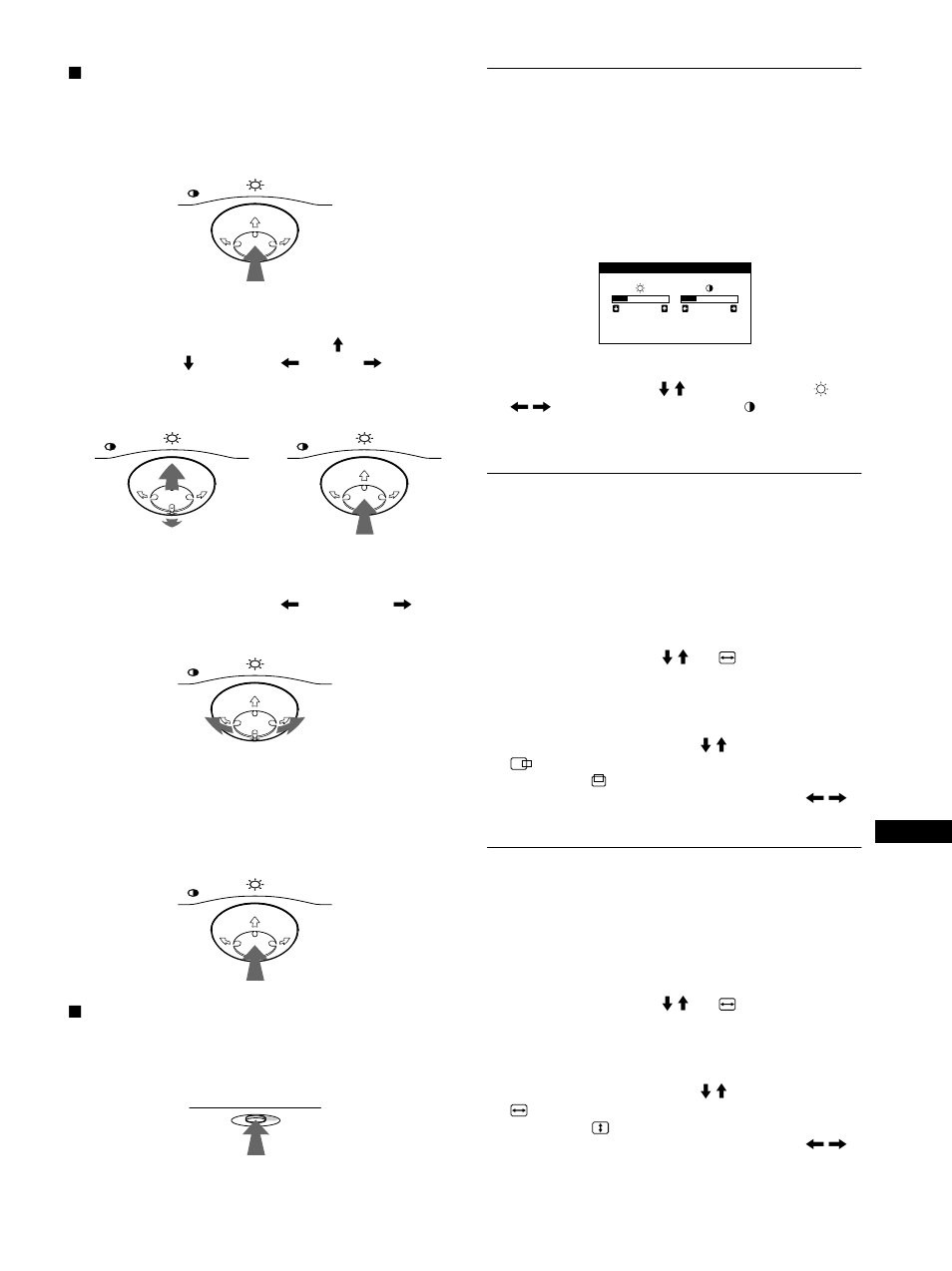 Helderheid en contrast instellen, De beeldcentrering regelen (centr.), De beeldgrootte regelen (afm.) | Sony CPD-E215E User Manual | Page 107 / 116