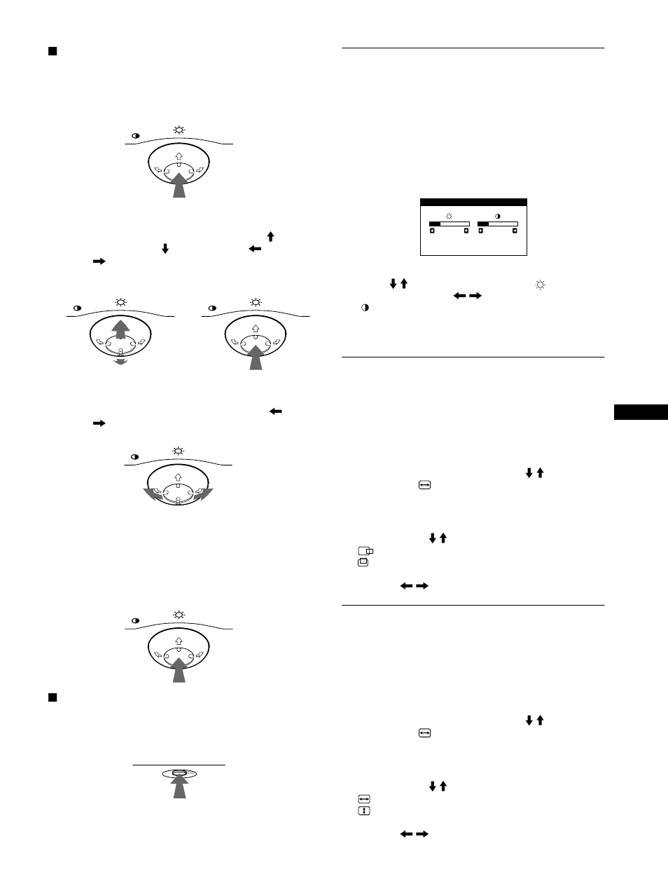 Réglage de la luminosité et du contraste, Réglage du centrage de l’image (centrage), Réglage de la taille de l’image (taille) | Sony CPD-E215E User Manual | Page 23 / 116