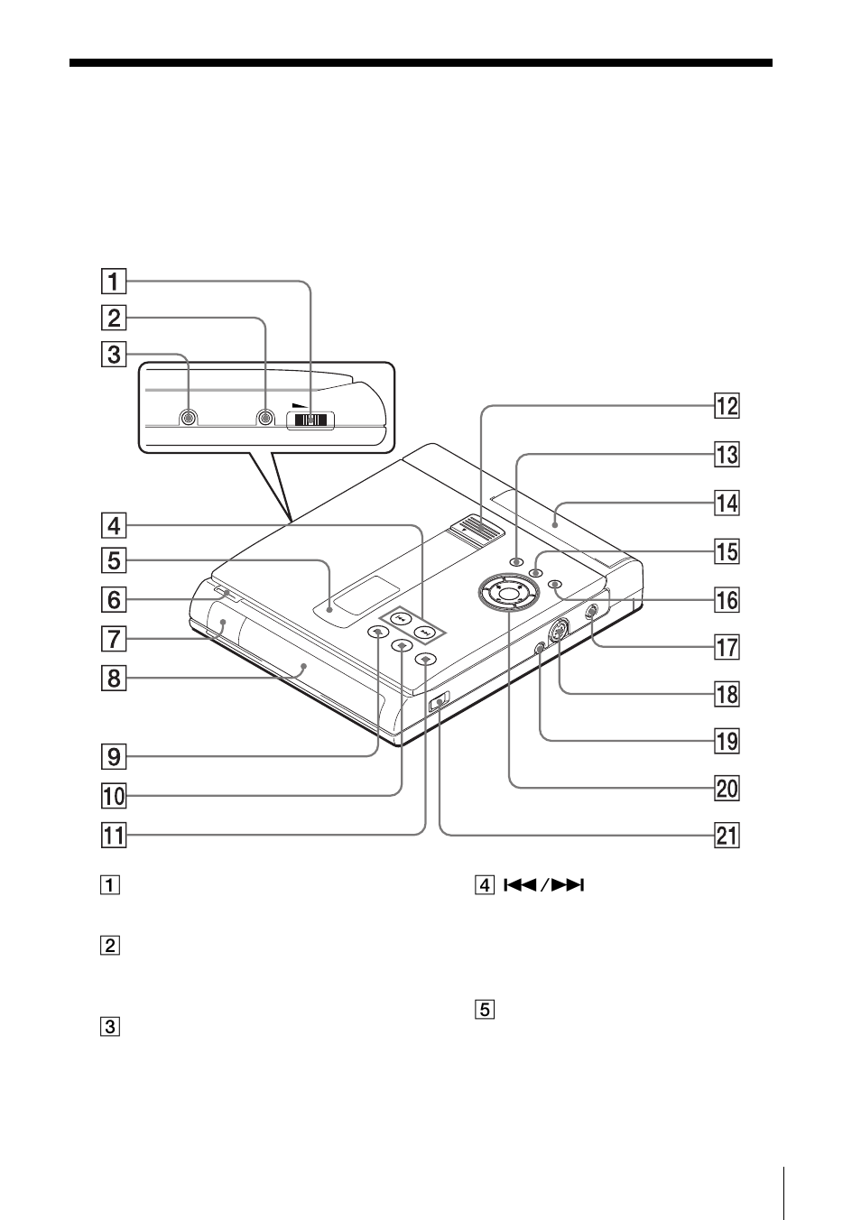 Index to parts and controls, Front and side panel, Continued) | Sony PBD-V30 User Manual | Page 73 / 84