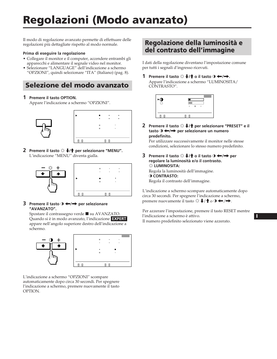 Regolazioni (modo avanzato), Selezione del modo avanzato, En f d es i j | Sony GDM-W900 User Manual | Page 103 / 110