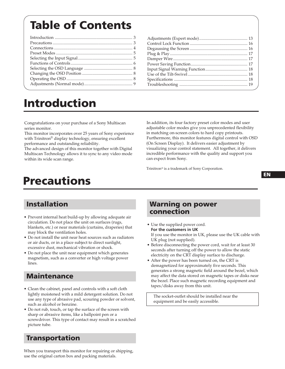 Sony GDM-W900 User Manual | Page 3 / 110