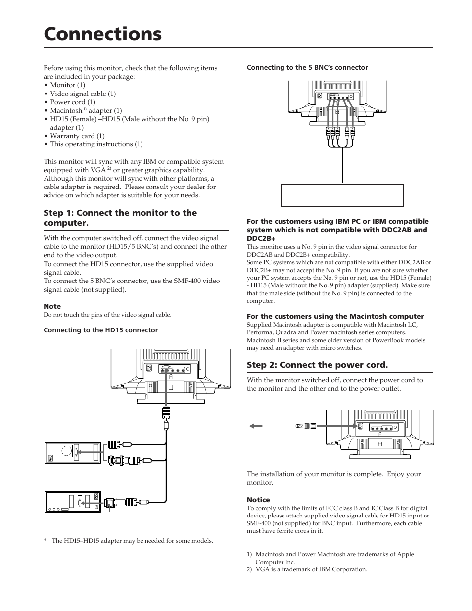 Connections | Sony GDM-W900 User Manual | Page 4 / 110