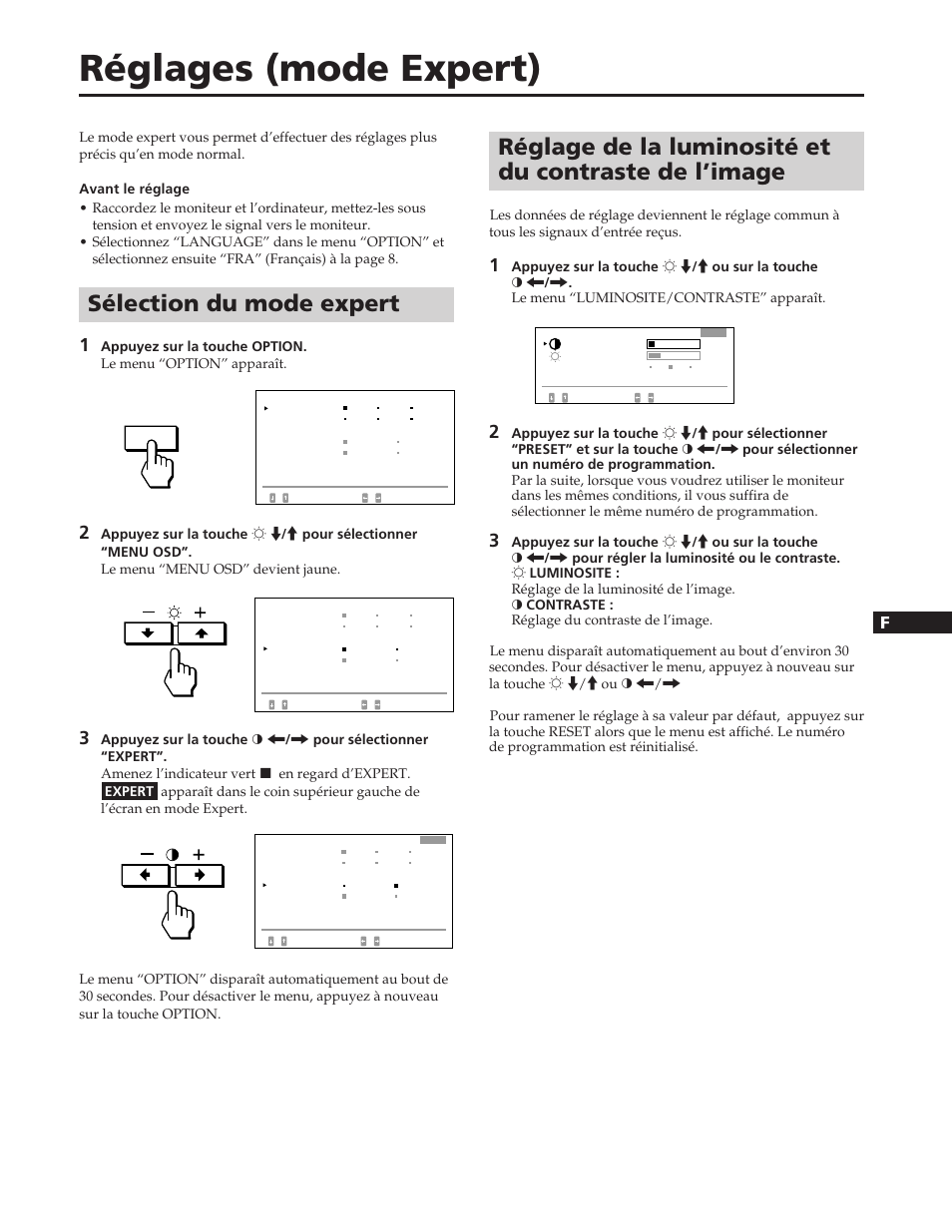 Réglages (mode expert), Sélection du mode expert, En f d es i j | Sony GDM-W900 User Manual | Page 49 / 110