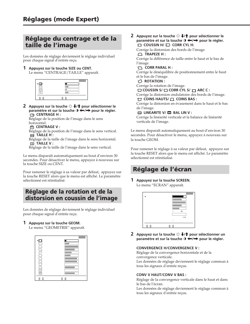 Réglage de l’écran | Sony GDM-W900 User Manual | Page 50 / 110