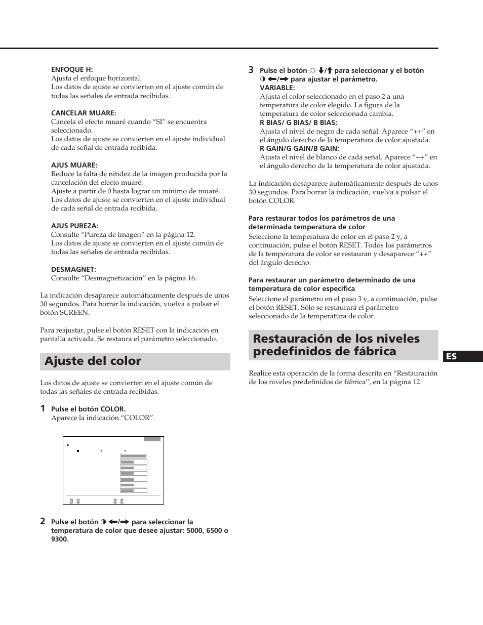 Ajuste del color | Sony GDM-W900 User Manual | Page 87 / 110