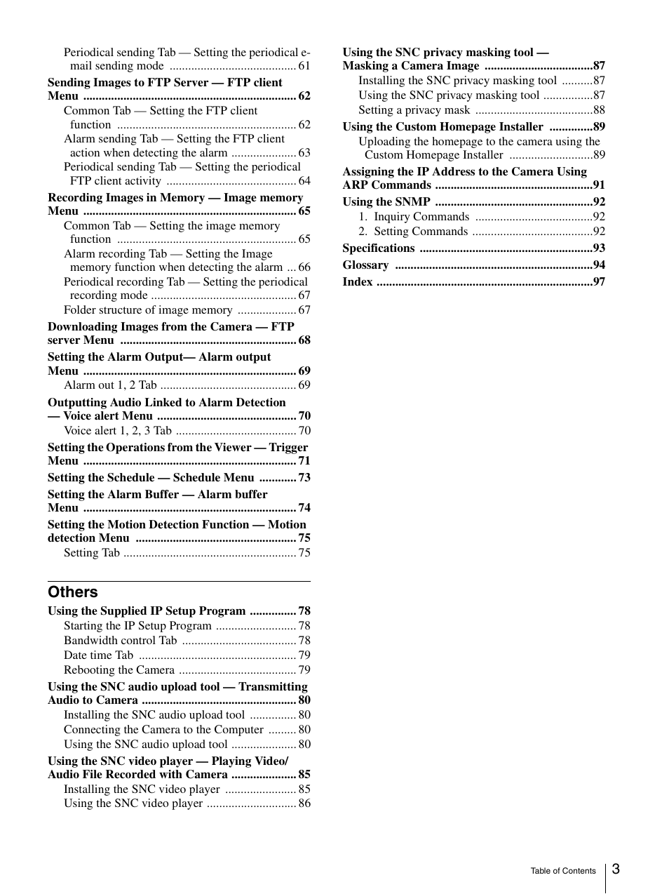 Others | Sony SNC-CS20 User Manual | Page 3 / 100