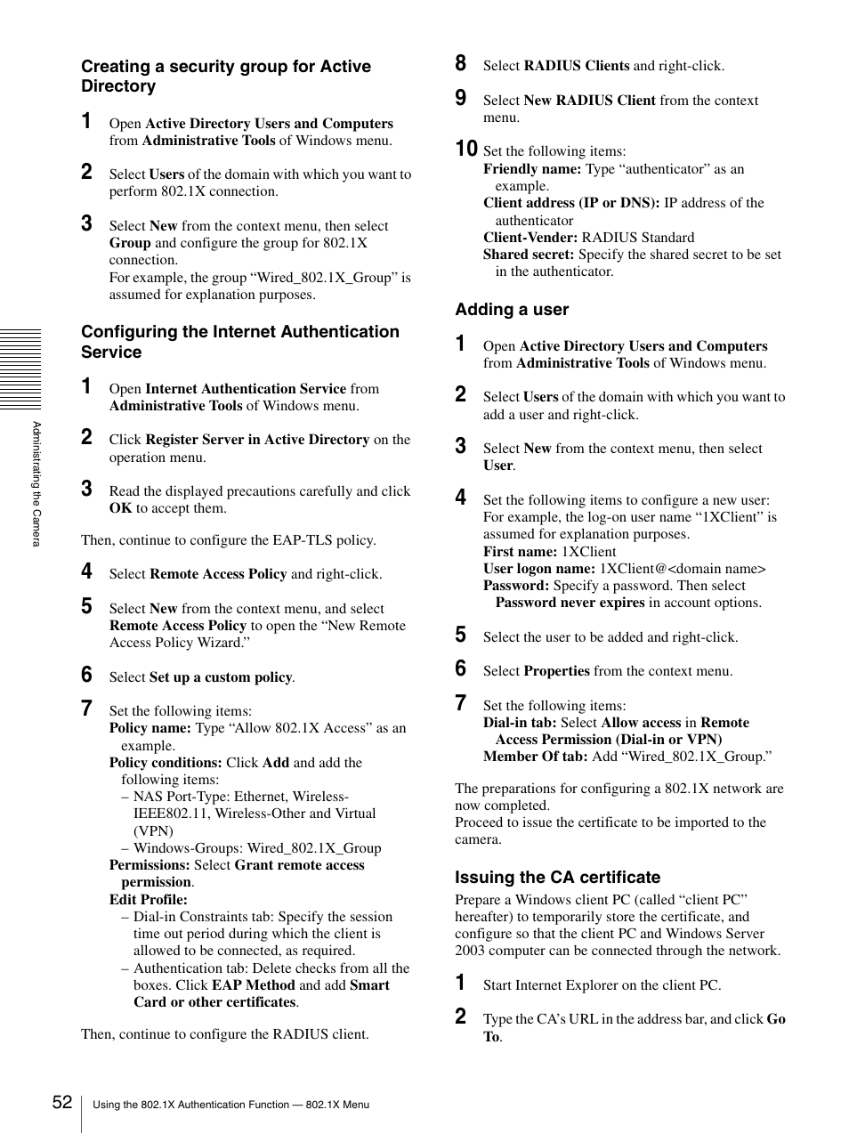 Sony SNC-CS20 User Manual | Page 52 / 100