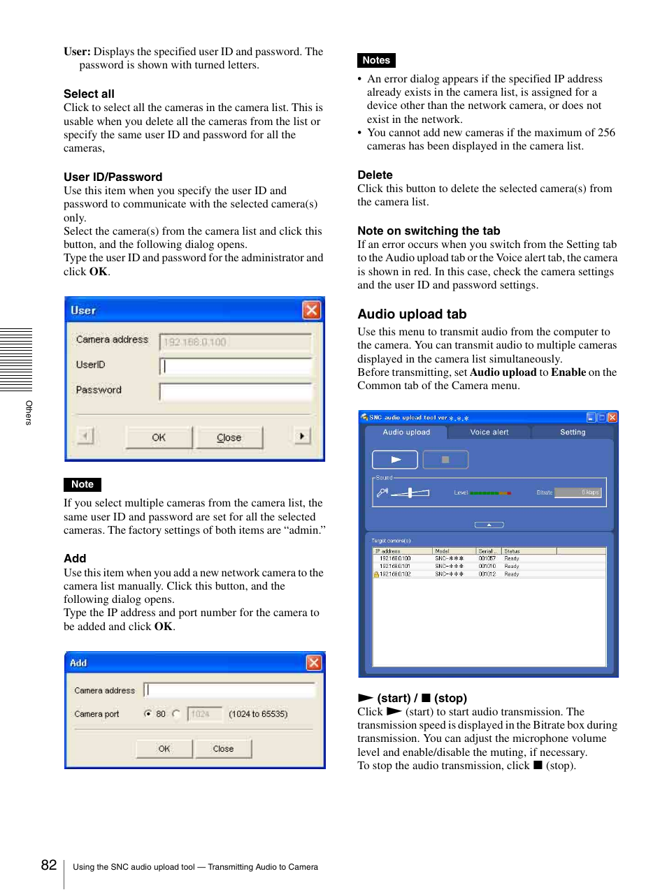 Audio upload tab | Sony SNC-CS20 User Manual | Page 82 / 100