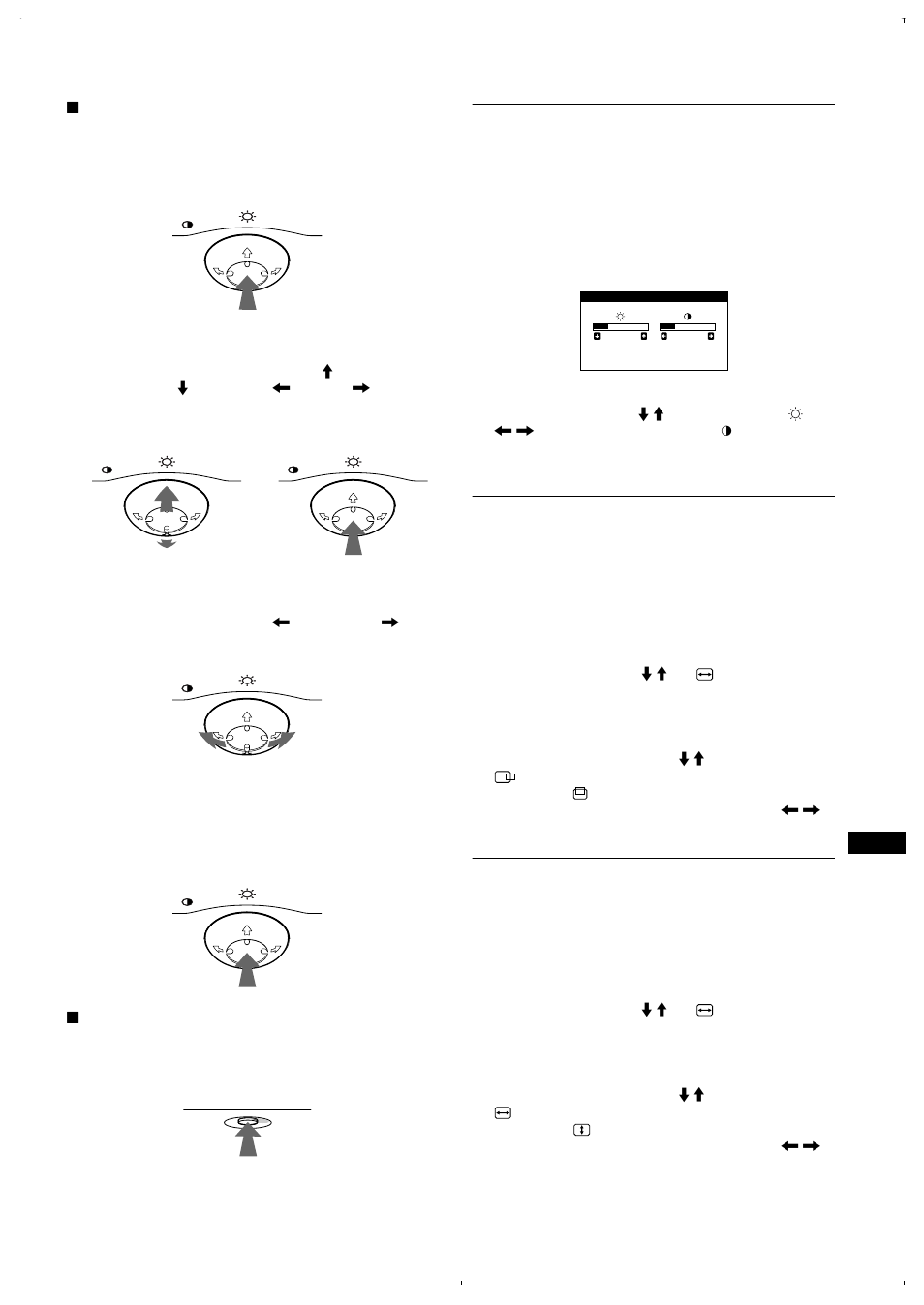 Helderheid en contrast instellen, De beeldcentrering regelen (centr.), De beeldgrootte regelen (afm.) | Sony CPD-E220E User Manual | Page 107 / 116