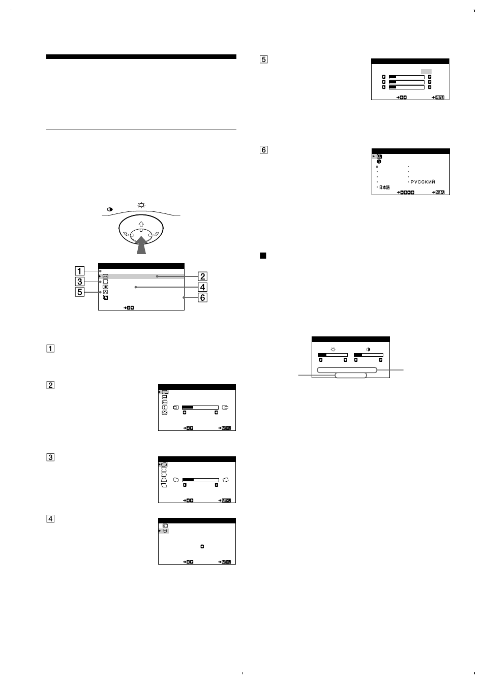 Personalizzazione del monitor, Come spostarsi all’interno del menu, Xvisualizzazione del segnale di ingresso corrente | Sony CPD-E220E User Manual | Page 64 / 116