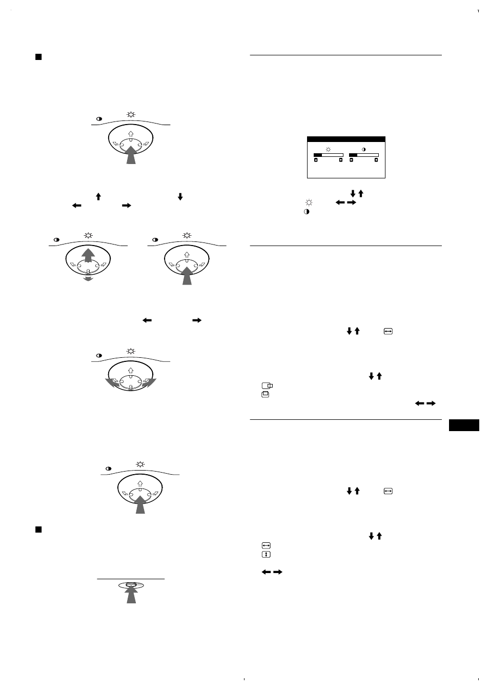 Justera ljusstyrka och kontrast, Justera bildens centrering (center), Justera bildens storlek (storl.) | Pp (sidan 9), Se sidan 9, Sidan 9) | Sony CPD-E220E User Manual | Page 93 / 116