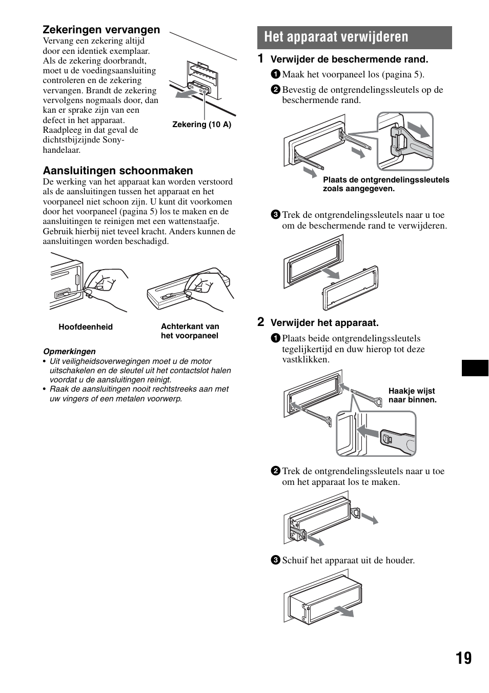 Het apparaat verwijderen | Sony CDX-GT424U User Manual | Page 105 / 112
