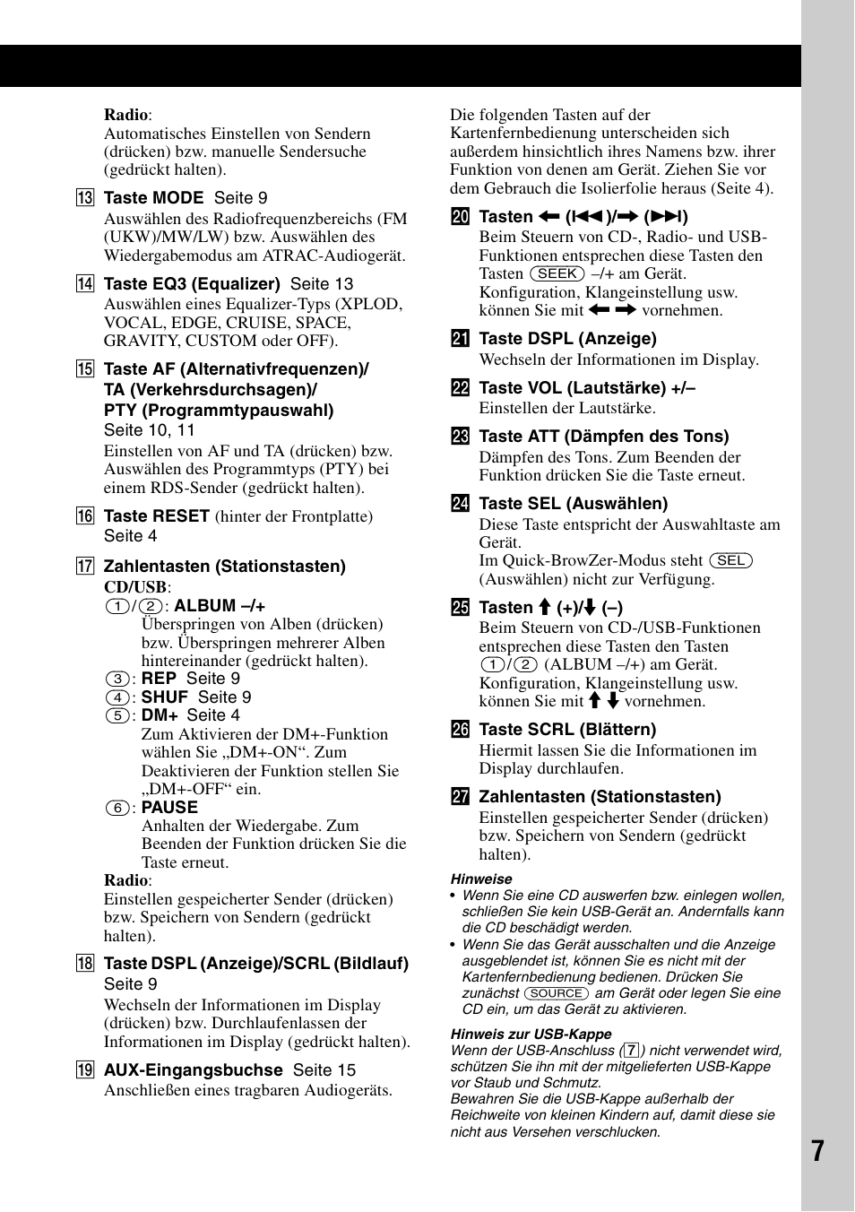 Sony CDX-GT424U User Manual | Page 27 / 112