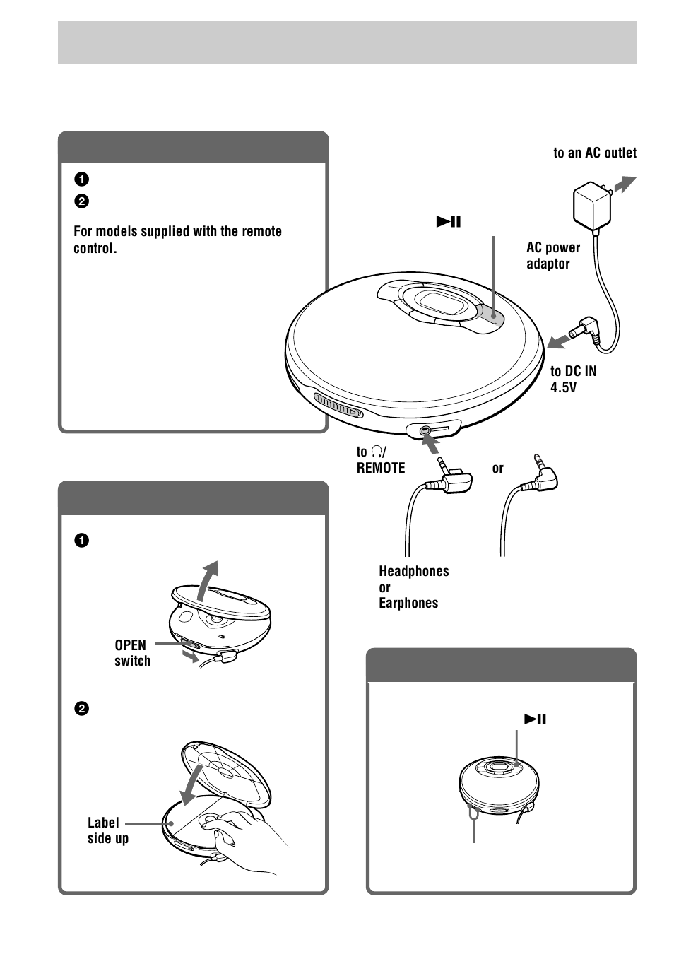 Playing a cd, Connect your cd player, Insert a cd | Play a cd | Sony D-EJ615 User Manual | Page 6 / 24