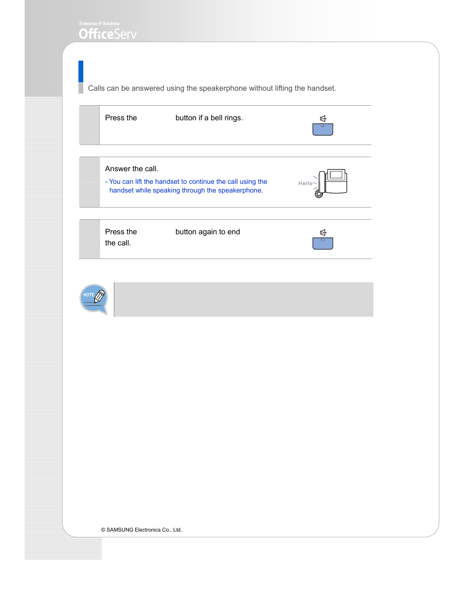 Using speakerphone | Samsung ITP-5112L User Manual | Page 28 / 44