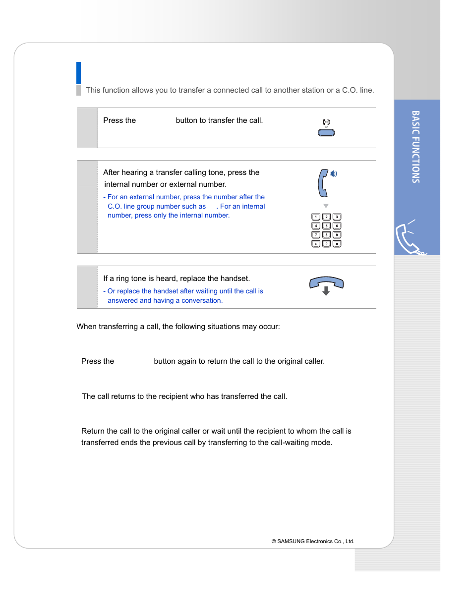 Call transfer | Samsung ITP-5112L User Manual | Page 33 / 44