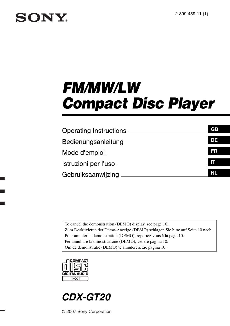 Sony CDX-GT20 User Manual | 80 pages
