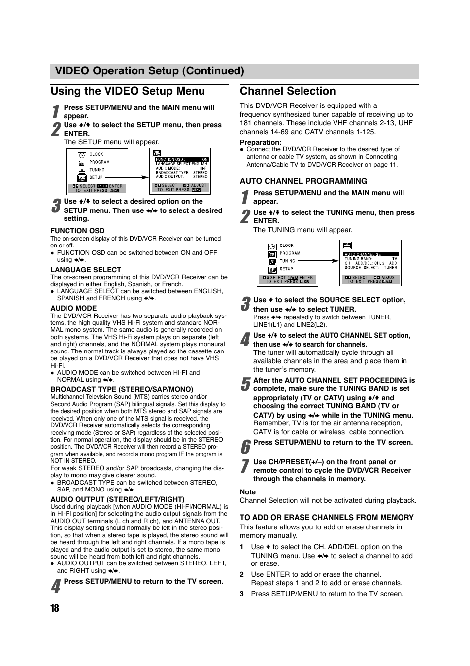 Channel selection | Sony HT-V600DP User Manual | Page 18 / 48