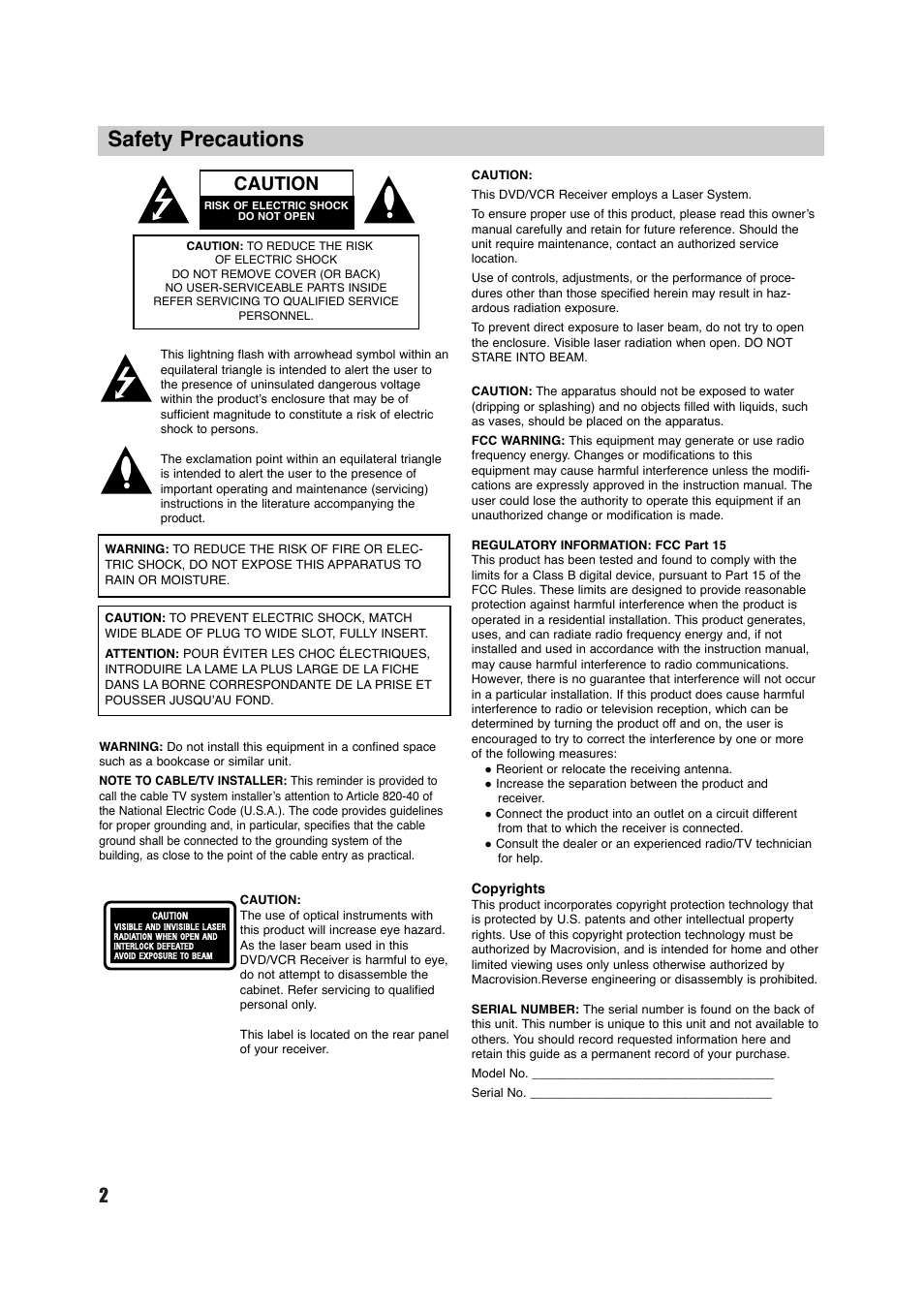 Safety precautions, Caution | Sony HT-V600DP User Manual | Page 2 / 48