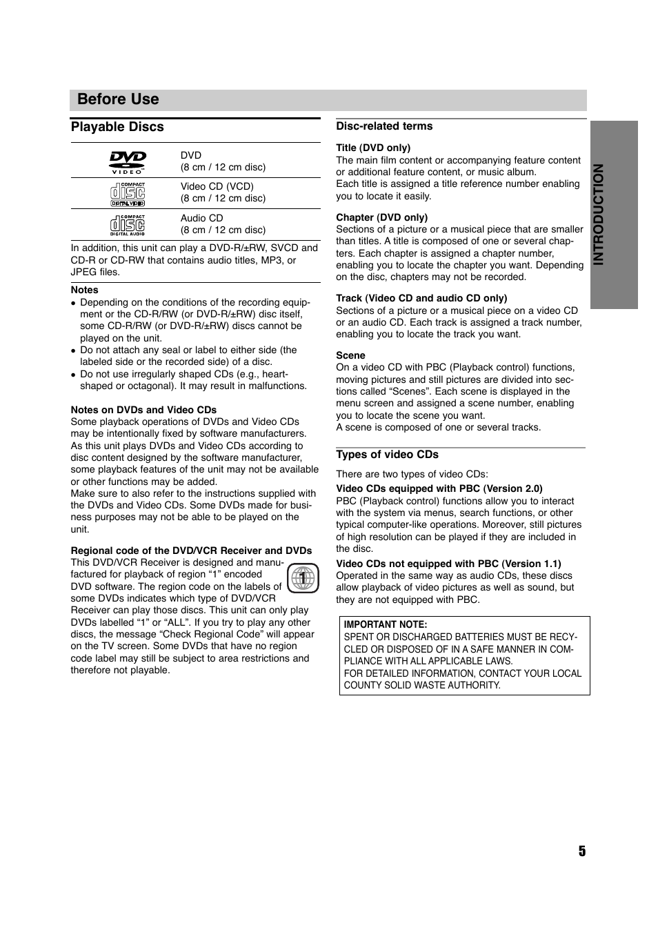 Before use | Sony HT-V600DP User Manual | Page 5 / 48