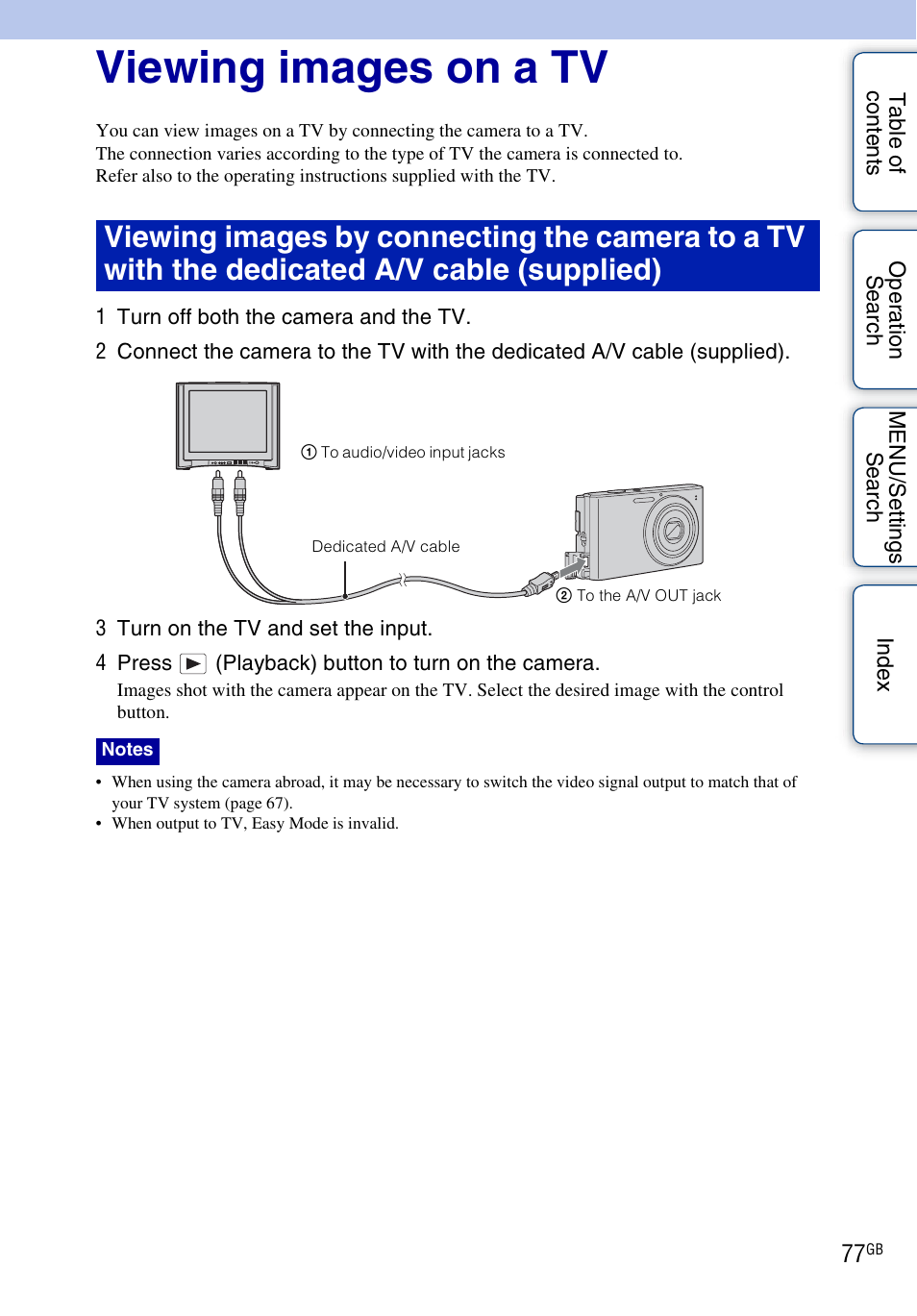 Viewing images on a tv | Sony DSC-W330 User Manual | Page 77 / 104