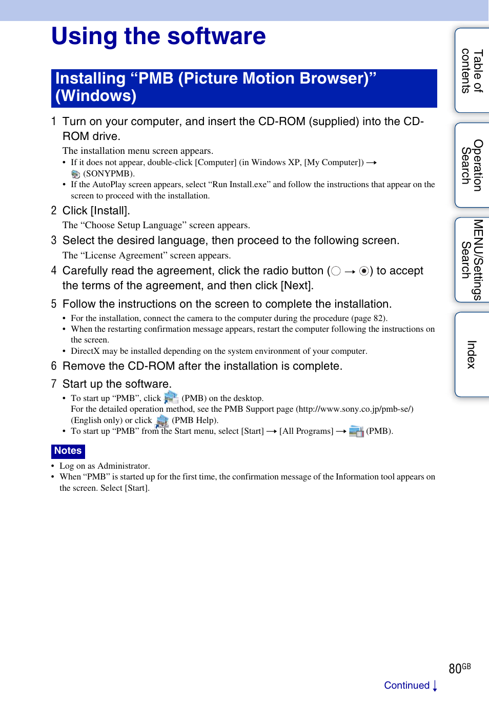 Using the software | Sony DSC-W330 User Manual | Page 80 / 104