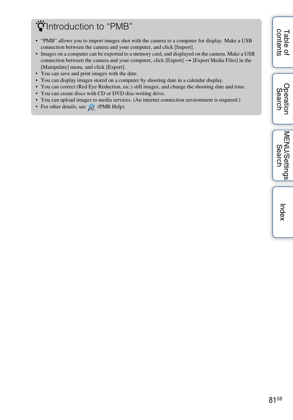 Introduction to “pmb | Sony DSC-W330 User Manual | Page 81 / 104