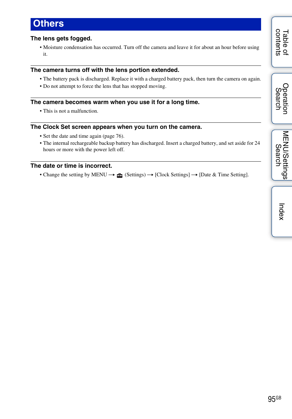 O 95, Others | Sony DSC-W330 User Manual | Page 95 / 104