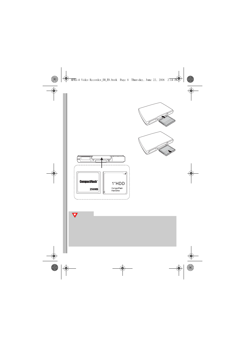 Inserting the memory card | Sony MPEG4 Video Recorder User Manual | Page 12 / 54