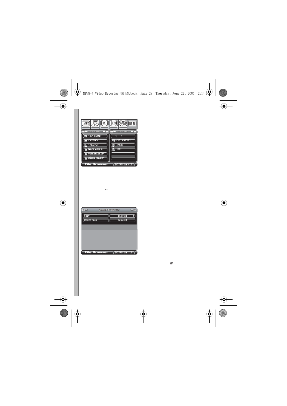 File browsing, Data management menu | Sony MPEG4 Video Recorder User Manual | Page 32 / 54