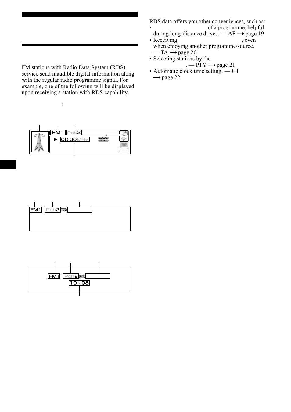 Overview of rds, 2yhuylhz ri 5'6 | Sony CDX-M1000TF User Manual | Page 18 / 84