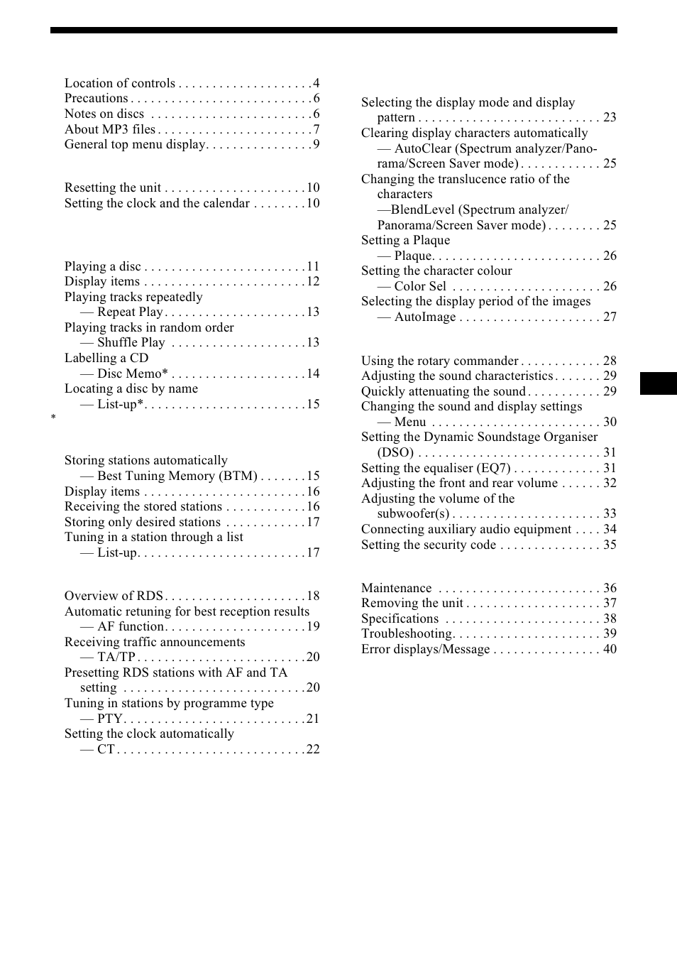 Sony CDX-M1000TF User Manual | Page 3 / 84