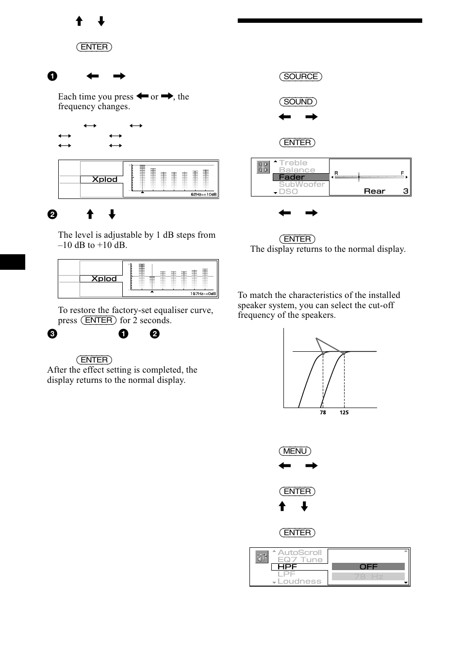 Adjusting the front and rear volume, Gmxvwlqj wkh iurqw dqg uhdu yroxph, Sdjh | Sony CDX-M1000TF User Manual | Page 32 / 84