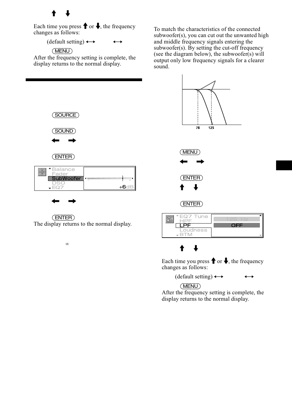 Adjusting the volume of the subwoofer(s), Gmxvwlqj wkh yroxph ri wkh, Vxezrrihu v | Sdjh | Sony CDX-M1000TF User Manual | Page 33 / 84