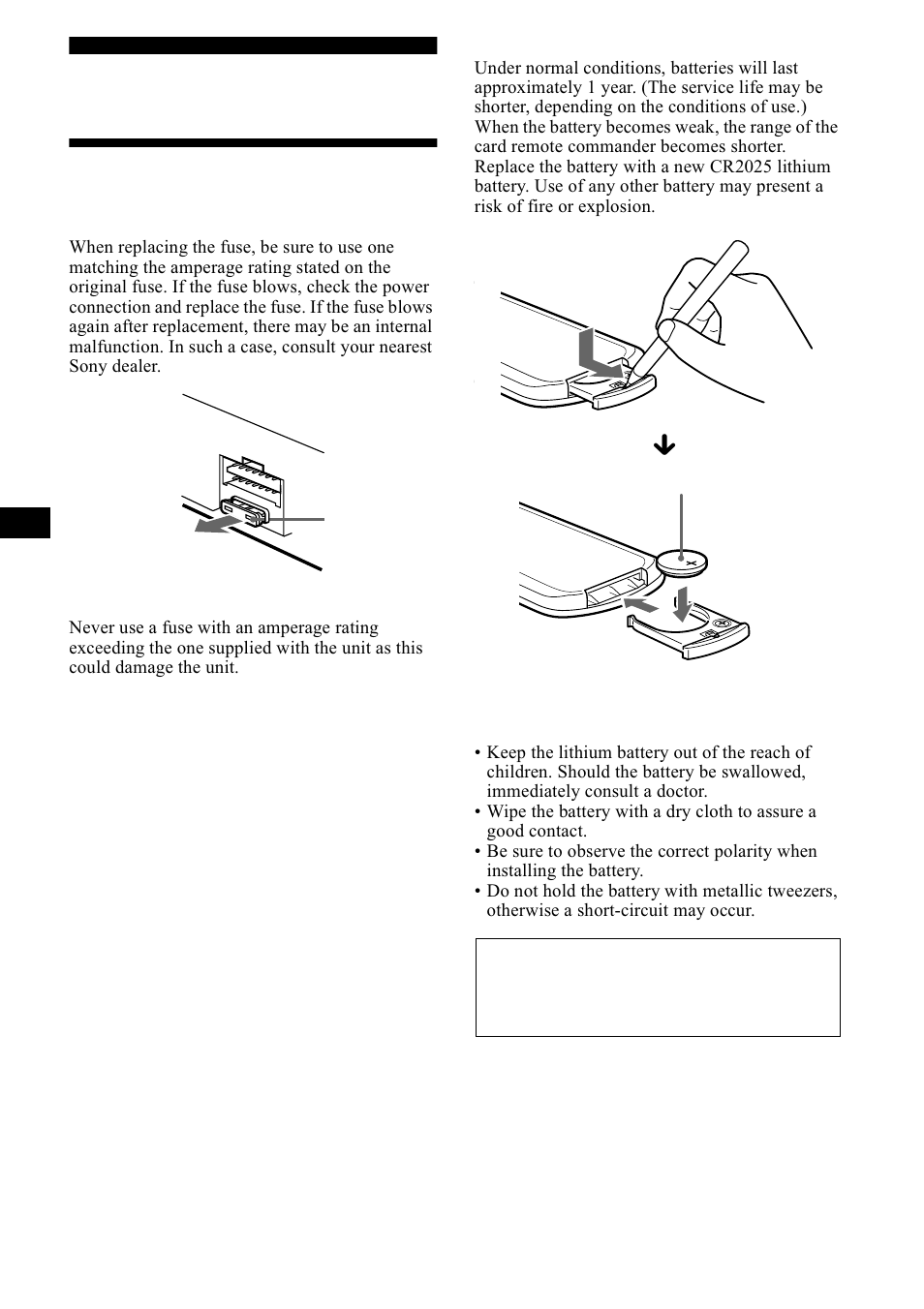 Additional information, Maintenance, 0dlqwhqdqfh | Sony CDX-M1000TF User Manual | Page 36 / 84