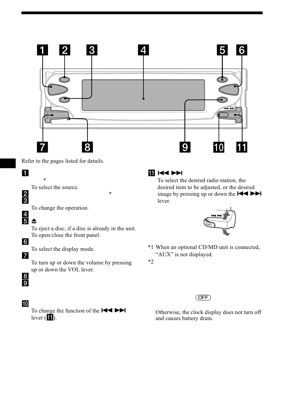 Location of controls, Rfdwlrq ri frqwurov, 4location of controls | Sony CDX-M1000TF User Manual | Page 4 / 84