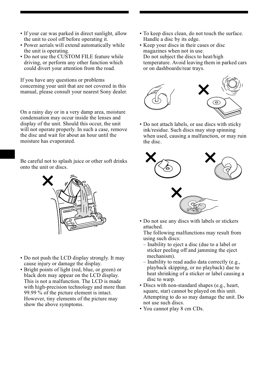 Precautions, Notes on discs, 3uhfdxwlrqv | 1rwhv rq glvfv, 6precautions | Sony CDX-M1000TF User Manual | Page 6 / 84