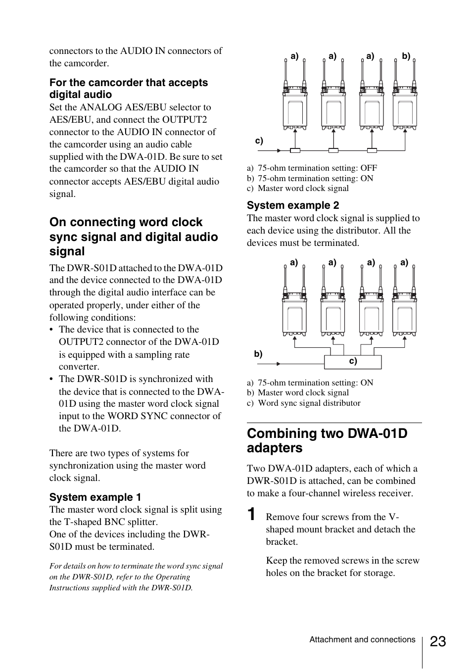 Combining two dwa-01d adapters | Sony DWA-01D User Manual | Page 23 / 83