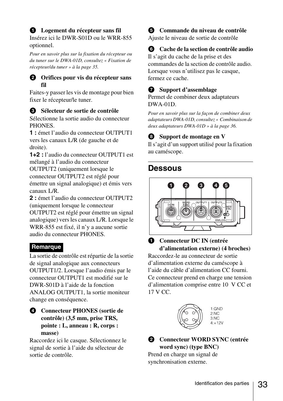 Dessous | Sony DWA-01D User Manual | Page 33 / 83