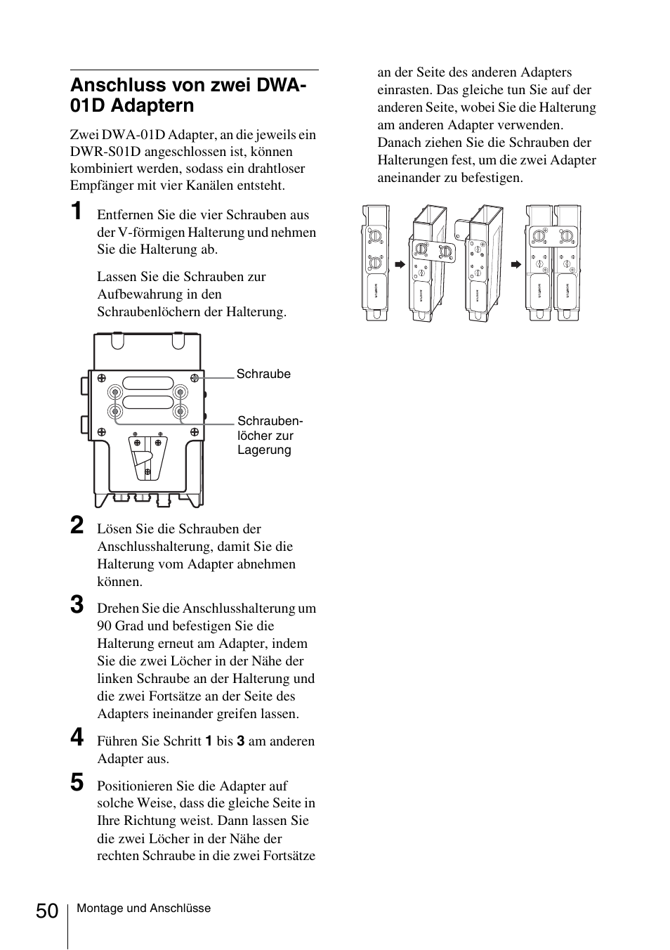 Anschluss von zwei dwa- 01d adaptern, Anschluss von zwei dwa-01d adaptern | Sony DWA-01D User Manual | Page 50 / 83