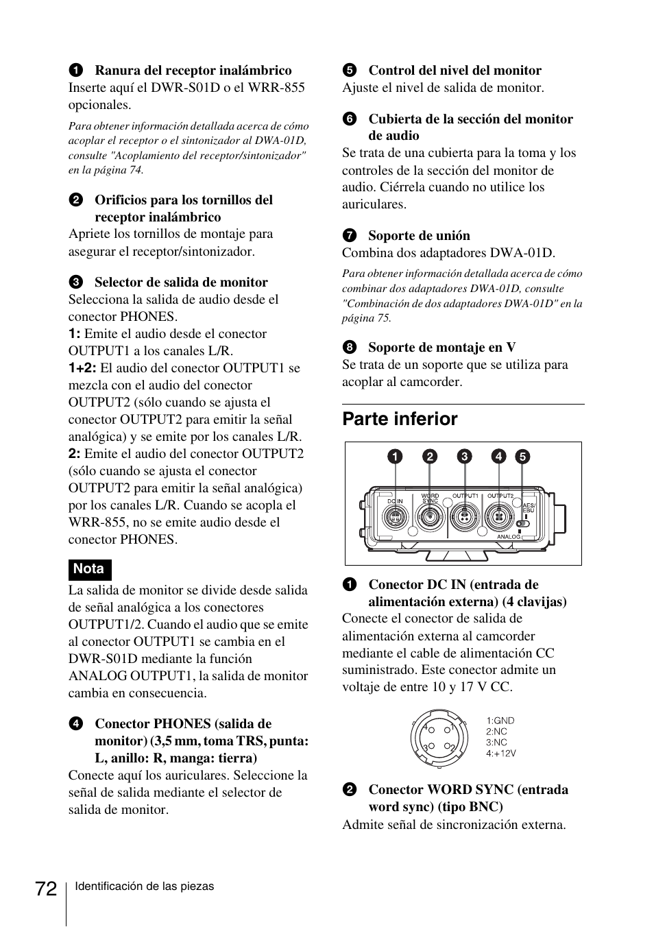 Parte inferior | Sony DWA-01D User Manual | Page 72 / 83