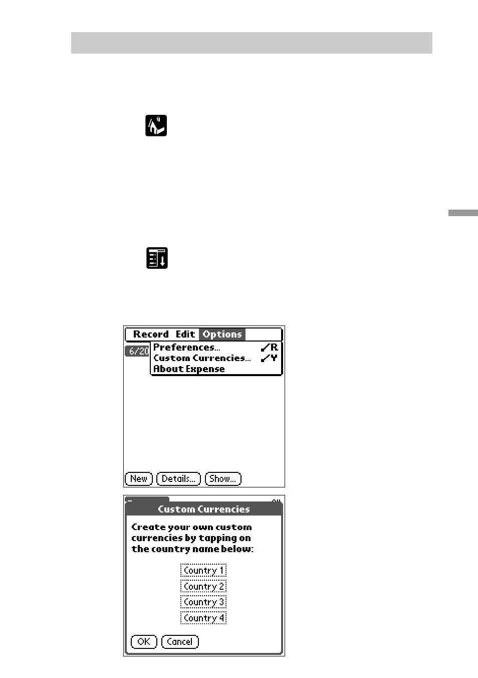 Creating a new currency symbol | Sony PEG-S300 User Manual | Page 105 / 192