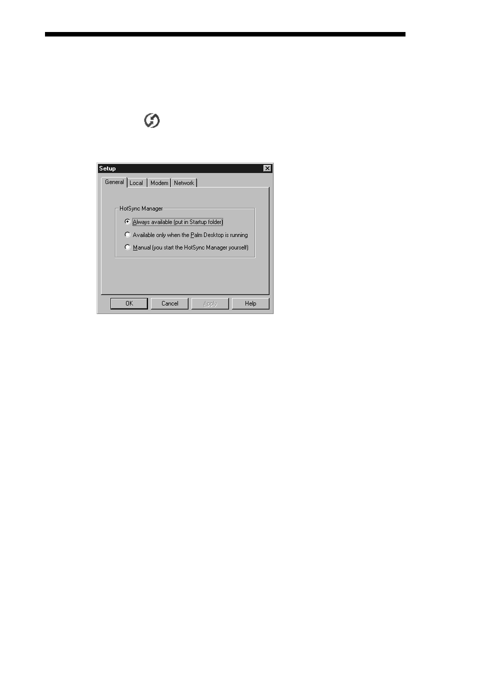 Changing the hotsync settings | Sony PEG-S300 User Manual | Page 146 / 192