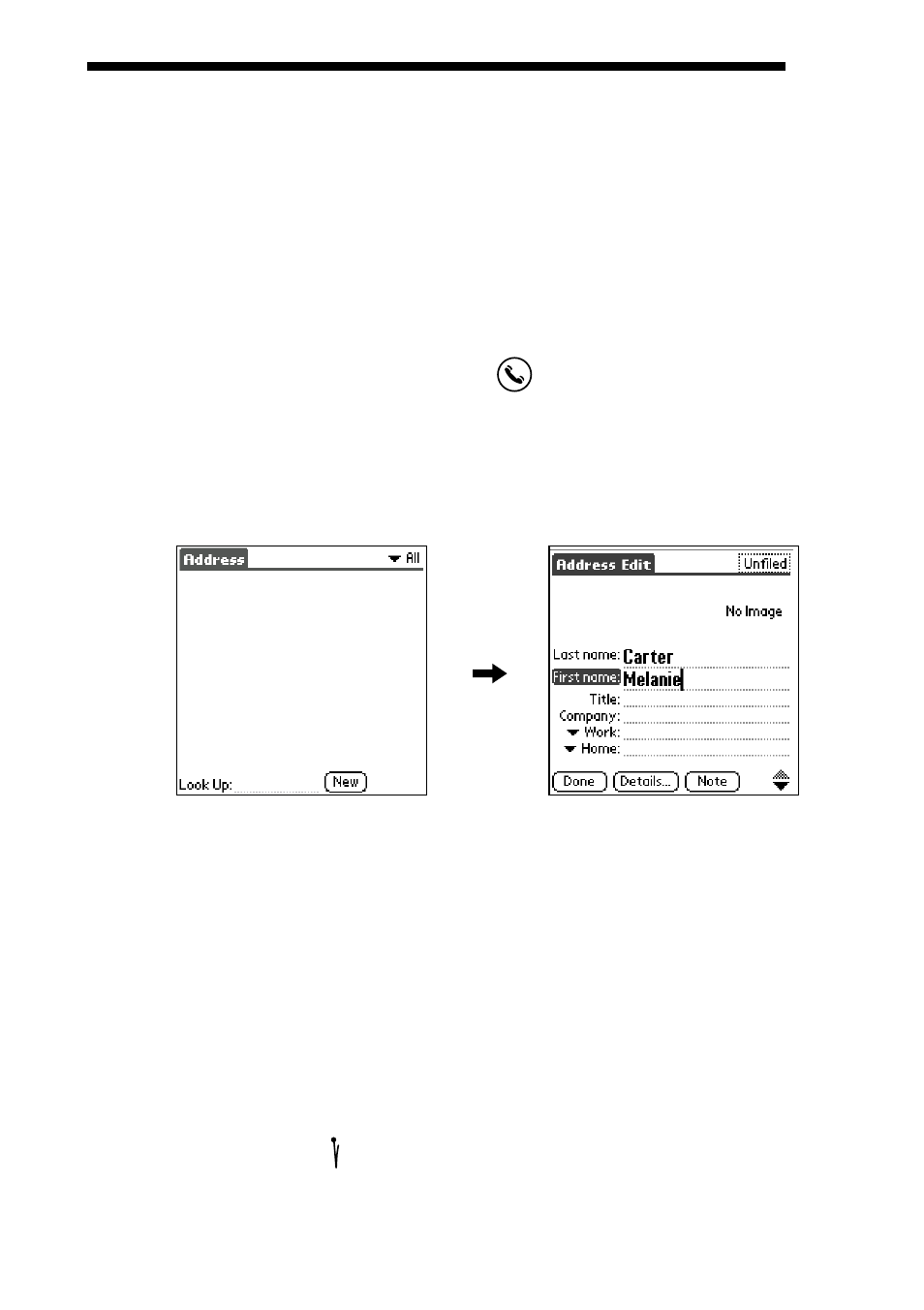 To create a new address book record | Sony PEG-S300 User Manual | Page 48 / 192