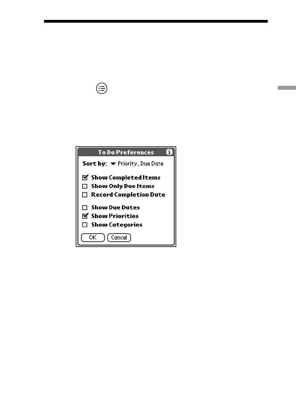 Viewing completed and due items in the to do list | Sony PEG-S300 User Manual | Page 77 / 192