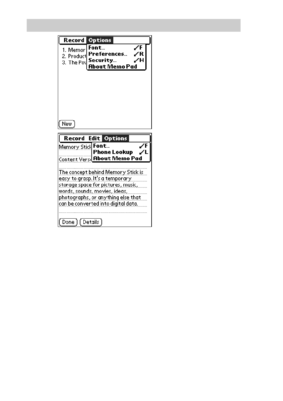 The options menus, 92 the options menus | Sony PEG-S300 User Manual | Page 92 / 192